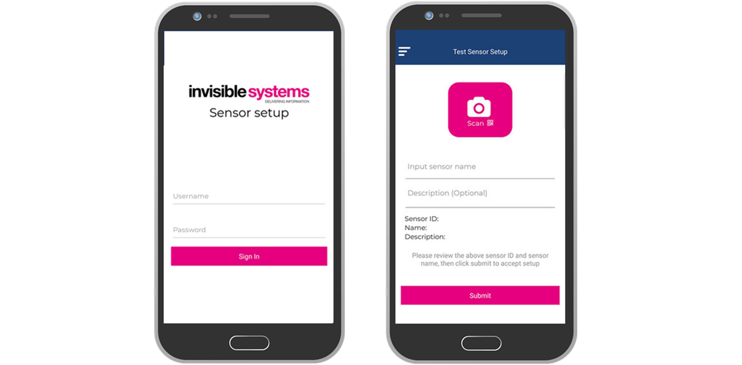Invisible systems sensor setup app